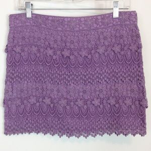 American Eagle Crochet Lace Purple Mini Skirt